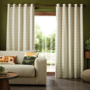 Image of Orla Kiely Linear Stem Natural Lined Eyelet Curtains (229cm x 229cm (90&quot; 90&quot;))