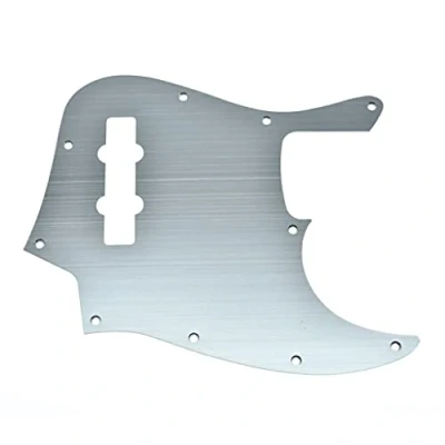 Image of KAISH 10 Hole Metal Anodized Aluminium J Bass Style Pick Guard Modern Pickguard for USA/Mexico Jazz Silver