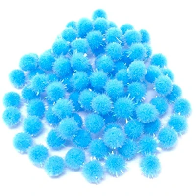 Image of Wedding Touches Blue 10mm Glitter Mini Pom Poms Small Fluffy Craft Embellishments (1000)