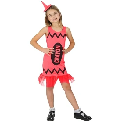 Image of Childs Red Crayon Fancy Dress Costume Small School Book Week/World Day Kids Novelty