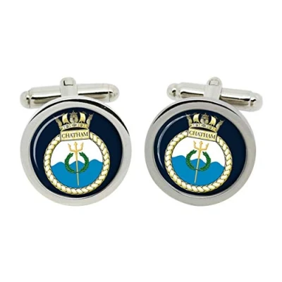 Image of HMS Chatham, Royal Navy Cufflinks in Box