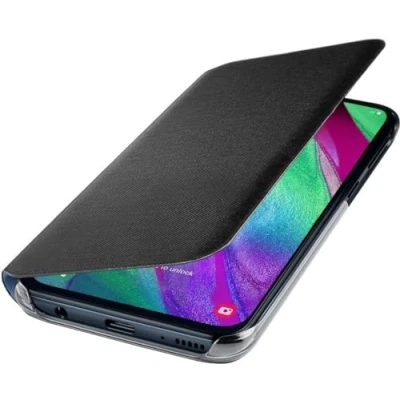Image of Samsung Wallet Cover for Galaxy A40 Protective Folding Smartphone Case Durable With Card Slot to Store Your Credit Cards Black