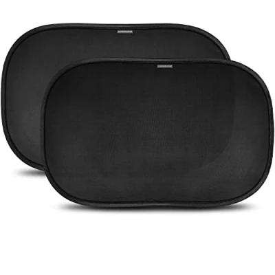 Image of Car Window Shades for Baby with Certified UV Protection Optimal Darkness Suction Cups in Universal Size 51 x 31 cm Black Design Pack of 2
