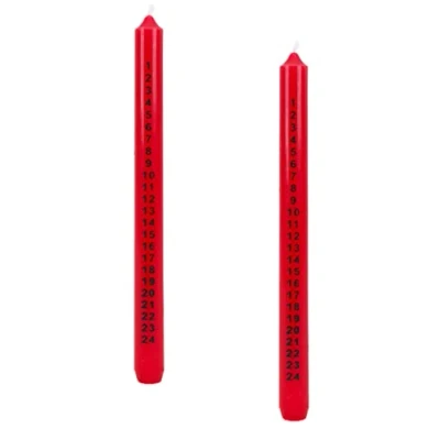 Image of Christmas Concepts® Pack of 2 25cm Advent Candle Traditional Countdown to (Red)