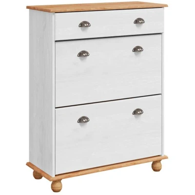 Image of vidaXL Shoe Cabinet ASKIM White 85x35x108 cm Solid Wood Pine