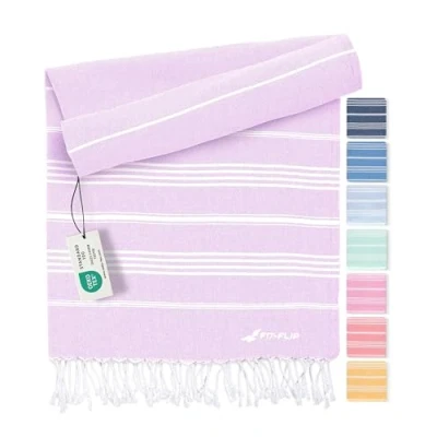 Image of Fit Flip hammam towel beach XXL made from 100% recycled cotton Quick drying Turkish towels, fouta, pestemal towels ideal as a blanket Lilac 100x200cm Sultan