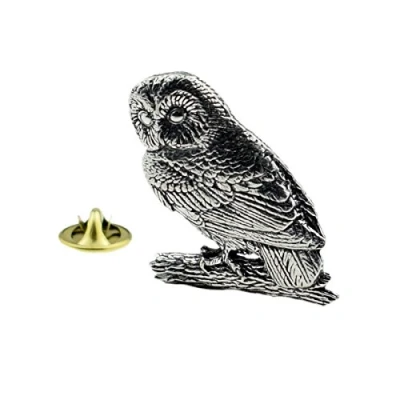 Image of B3 Tawny Owl bird English Pewter Lapel Pin Badge
