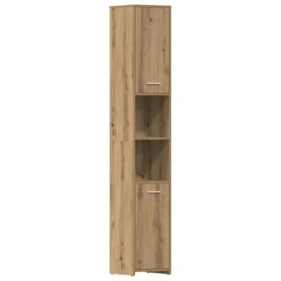Image of vidaXL Bathroom Cabinet Artisan Oak, Engineered Wood, 30x30x183.5 cm, Modern Storage Unit
