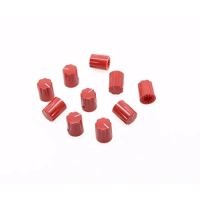 Image of Dopro 10pcs Red Guitar Scalloped Edge Amplifier Knob Cylinder Effect Pedal Knobs