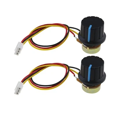 Image of ECSiNG 2 Sets B10K Linear Taper Rotary Potentiometer WH148 10 K Ohm Single Turn Carbon Film Variable Resistor with XH2.54 3 Pin Connector Wire Cable