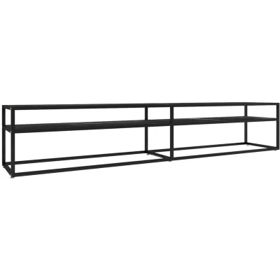 Image of vidaXL TV Cabinet Black Marble 220x40x40.5 cm Tempered Glass