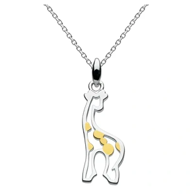 Image of Dew Sterling Silver and Gold Plate Stand Tall Giraffe Necklace of Length 45.7 cm