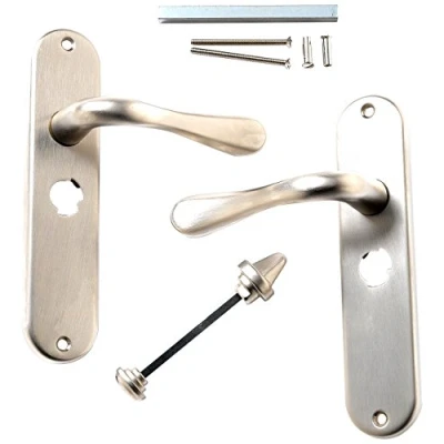 Image of Merriway BH01295 Richmond Door Handle Satin Nickel Privacy