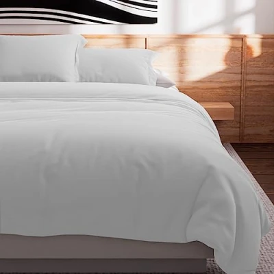 Image of Soleil d&#039;ocre, Cotton Duvet Cover 57 Thread Count 240 x 220 cm Plain White