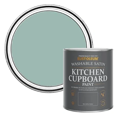 Image of Rust Oleum Blue Scrubbable Kitchen Cupboard Paint in Satin Finish Coastal 750ml
