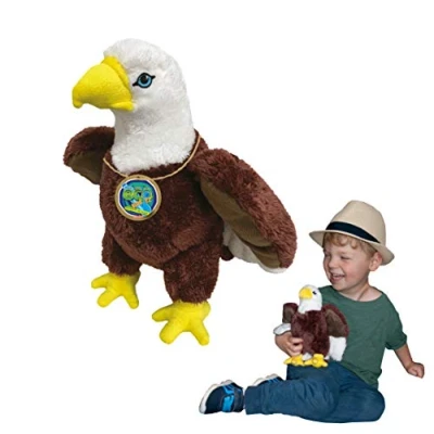 Image of EcoBuddiez Eagle from Deluxebase. Medium 20cm Soft Plush Animals made Recycled Plastic Bottles. Eco Friendly Cuddly Gift for Kids and Cute Stuffed Animal Toy Toddlers.