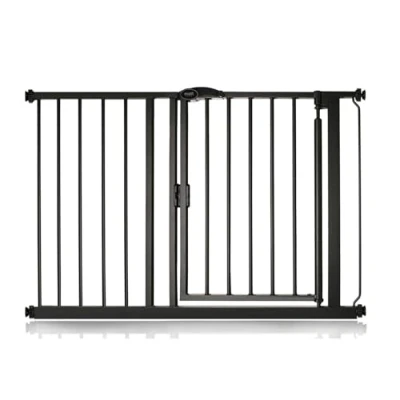 Image of Safetots Pressure Fit Self Closing Stair Gate, 111cm 118cm, Matt Black, Auto Baby Safety Barrier for Toddler, Easy Installation