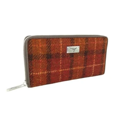 Image of Glen Appin Harris Tweed Large Zip Purse LB2100 Staffa (Colour 117 Rust/Orange)