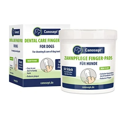Image of Canosept dental care Finger Pads for Dogs 50 Dog teeth cleaning product and oral hygiene breath freshener Plaque off
