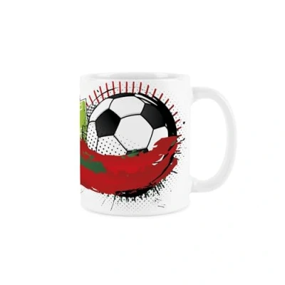 Image of Portugal Football Mug Team Portuguese Flag Sports Championship Tournament Games Gift Tea/Coffee Ceramic Red &amp; White Cup Present
