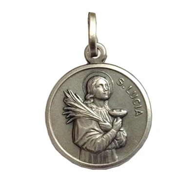 Image of I G J 925 Sterling Silver Saint Lucy Medal Protector of View, Blind and Eye