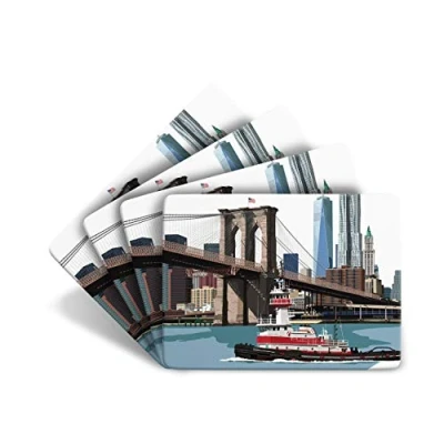 Image of New York&quot;Brooklyn Bridge&quot; Set of 4 Table Mats Placemat American USA Gift by Leslie Gerry