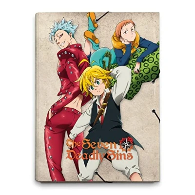 Image of Grupo Erik The Seven Deadly Sins Premium A4 File Folder 13.4 x 10 inches 34 25.5 cm 3 Flap Document Organizer School Manga