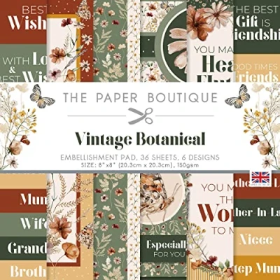 Image of The Paper Boutique Vintage Botanical Embellishments Pad,8&quot;x8&quot;
