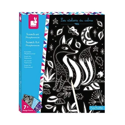 Image of Janod From 7 years old Creative Kit Phosphorescent Scratch Art Les Ateliers du Calme Leisure Dexterity and Concentration J07896