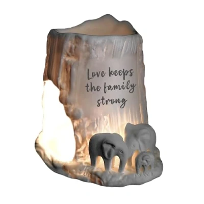Image of Cello Elephant Tealight Burner Love Keeps The Family Strong. Stunning Porcelain Decor, Wax Melt Burners &amp; Essential Oil Burner. Ornament, Gifts for Women.