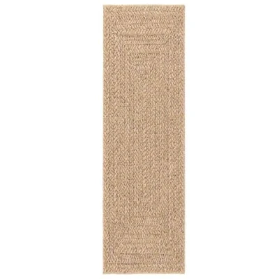 Image of vidaXL ZIZUR Rug 80x250 cm Indoor/Outdoor Rectangular Polypropylene Floor Covering, Lightweight, Durable Mat with Natural Jute Look, Brown, UV Resistant