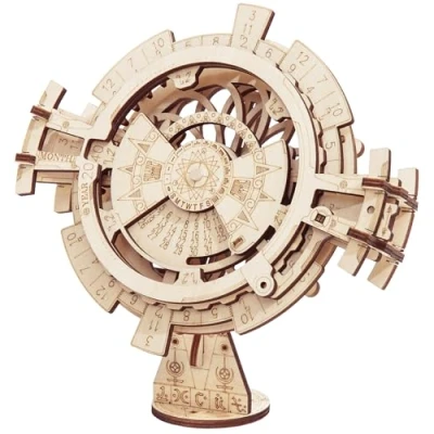 Image of ROBOTIME 3D Puzzles for Adults Perpetual Calendar Wooden Model Kits to Build Brain Teasers Woodcraft Construction Sets Mechanical Jigsaw Puzzle