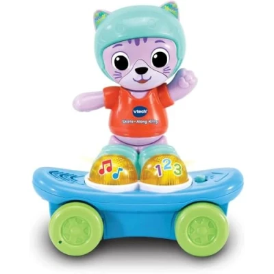 Image of VTech Baby Skate along Kitty, Interactive Toy with Lights, Numbers, Sounds &amp; Music, Cause Effect Play, Gift for Infants 12, 24, 36 months, English Version, Blue