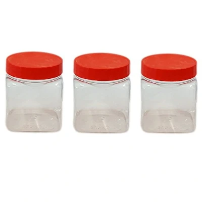 Image of Sunpet J0150SQ 150ml Small Plastic Food Storage Canisters, Red Pack of 3