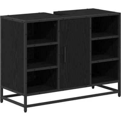 Image of vidaXL Bathroom Sink Cabinet Black oak 80 x 33 60 cm Engineered wood