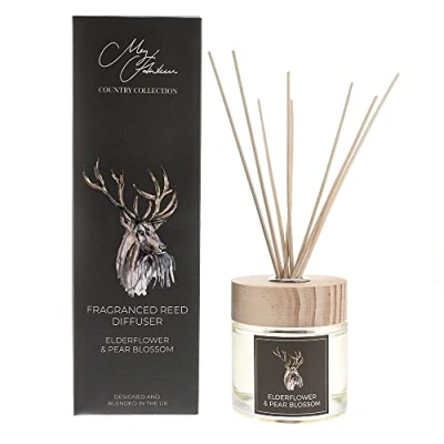 Image of Meg Hawkins Stag Design Elderflower &amp; Pear Blossom Scented Oil Diffuser Gift Set with Sticks 150ml