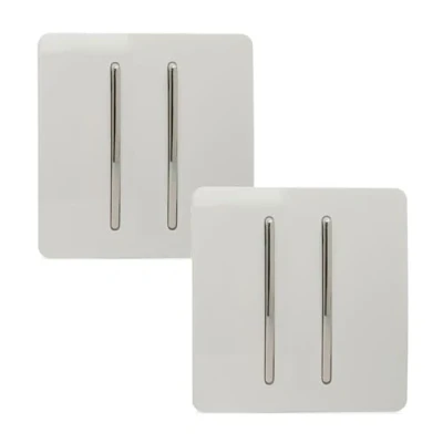 Image of Trendi 2 Gang Way Artistic Modern 10 Amp Rocker Light Switch Ice White (Pack 2)