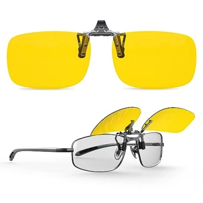 Image of Goiteia Polarised Flip up Clip on Night Driving Glasses Anti Headlight Glare for Men Women,Effectively Minimize from Oncoming Headlights,High Definition Vision(60 * 40mm)