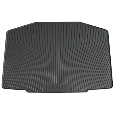Image of Skoda 658061160A Boot Liner Protective Mat with Kamiq Lettering, Only for Basic Loading Floor (Deep Floor) Black