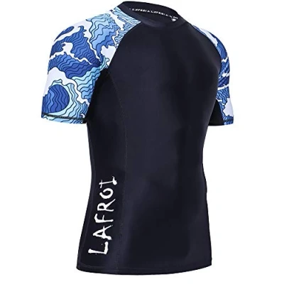Image of LAFROI Men&#039;s Short Sleeve UPF 50+ Baselayer Skins Compression Rash Guard (Surge, LG)
