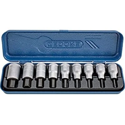 Image of Gedore IN19PA 1/2 Screwdriver Bit Socket Set Silver (9 Piece)