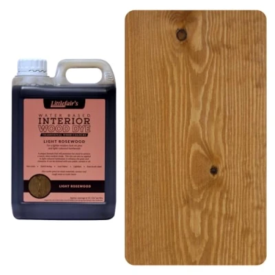 Image of Littlefair&#039;s Wood Stain Water Based 2.5 LTR Indoor Furniture Light &amp; Dark Finishes Special Non Toxic Eco Friendly Formula for Crafts Colour: Rosewood
