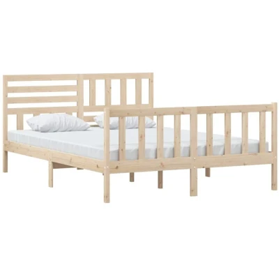 Image of vidaXL Bed Frame without Mattress King Size Solid Wood