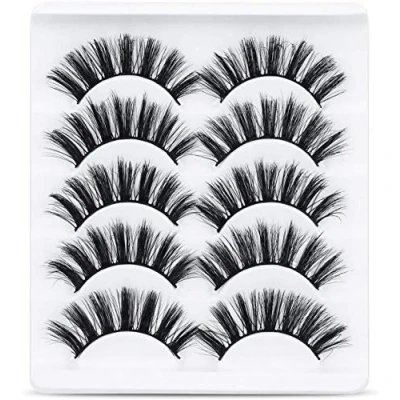 Image of URAQT False Eyelashes,5 Pairs 3D Eye Lashes Natural Look, Faux Mink Fake Eyelashes, Reusable Handmade Soft Pack for Makeup Eyelashes Extension (Thick)
