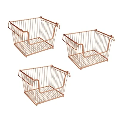 Image of HOMION Large Stacking Basket Storage Veg Rack Stackers Shelf Multi Purpose Stackable Wire with Carry Handles Kitchen Fruit Stand Display (3)