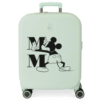Image of Disney Mickey Happiness Cabin Suitcase Green 40x55x20 cm Rigid ABS Integrated TSA Closure 37L 2.74 kgs 4 Double Wheels Expandable Hand Luggage