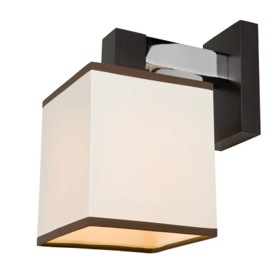 Image of Amelia Wall Lamp With Square Fabric Shade Wenge, 1x E27