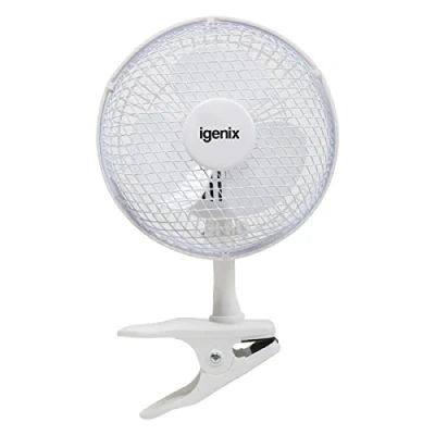 Image of Igenix DF0006 Clip on Desk Fan, 6 Inch, 2 Speed, Quiet Operation, Ideal for Home and Office Use, Portable White (Pack of 2)