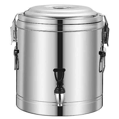 Image of KWIBYBGS Insulated Beveradispenser for Catering, Stainless Steel Barrel with Tap, Hot Water Dispensers Tea Urn/10L