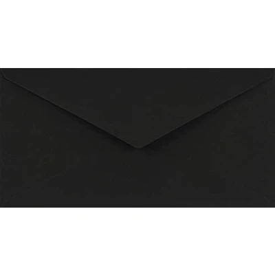 Image of Netuno 100 long black coloured envelopes DIN DL 110x220mm 4.33x8.66 inches 115gsm Sirio Color Nero gummed pointed flap no window for wedding invitations Christmas sympathy greeting cards leaflets RSVP